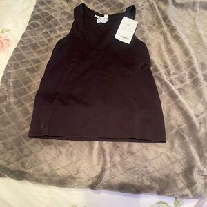 Athleta Aurora Black Ribbed Tank-Long Version